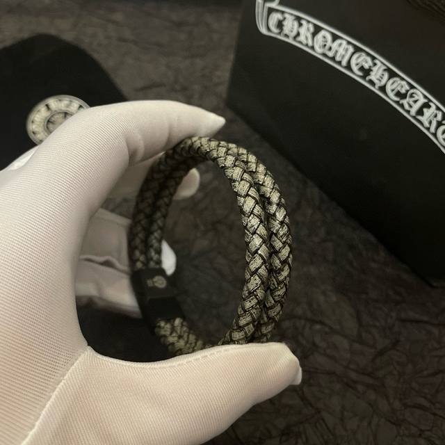 Chrome He Rts 克罗心专柜同款蛇纹皮绳手链～正品开模潮流时尚必备 男女均可佩戴 情侣款同款 摇滚朋克泰银风格 复古元素 潮流百搭 官网同款