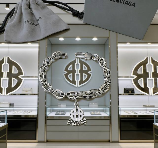 原单货新品 巴黎世家 Balenciaga手链专柜一致巴黎世家手链 男士火爆款出货 设计独特 前卫 男女必备！码数18。20。22。24Cm