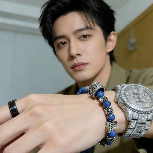 古驰手链专柜精工版本天然青金石古驰手链 青金石泰银Gucci手链 明星同款男女款 复古做旧风 原版复刻 纯手工打造 ～正品开模潮流时尚必备 男女均可佩戴 情侣款