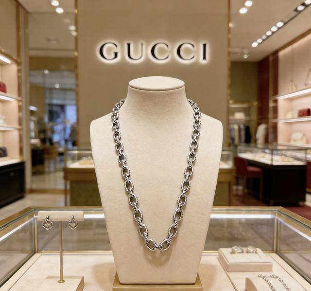 奢华款 古驰项链最新款链条档次更高明星同款。花了一个多月做出来精工细致纯手工打造完美的最新款式 Anger Forest系列双G古驰项链 细节对版复古处理 非市