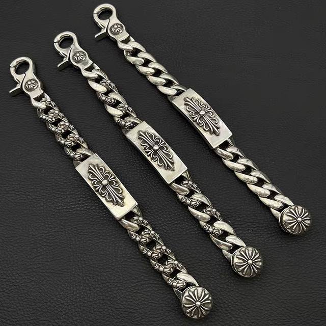 饰仟禧复古做旧宝剑龙虾扣手链长十字花男士霸气经典款满花古巴链