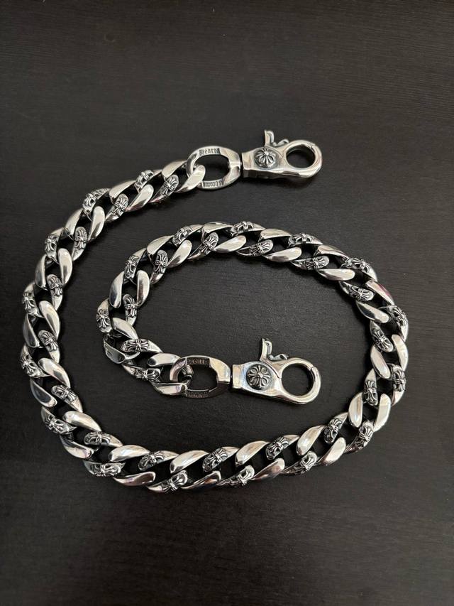 Ch潮牌克罗心复古做旧龙虾扣十字间花裤链包包链