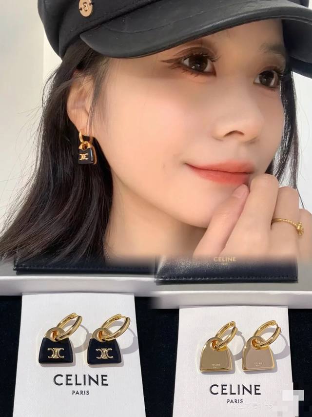 Celine 黑包耳环]太爱太高级了经典的黑金配色 时尚又简约，又很有创意的设计，非常仙，非常柔美，落落大方因为极其简单的设计，越是要做好，才有那种复古港风味道