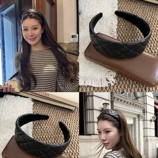 大号 小号 Ch Nel 菱格纹皮质发箍