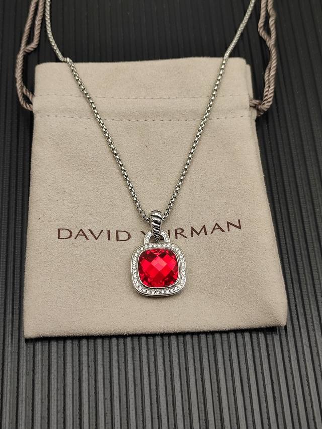 david Yurman 红钻14Mm主石四方钻项链。链条粗2Mm，长度45+5Cm延迟链 ￥ 编号Dyxl-234