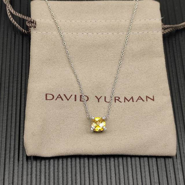 david Yurman 银色黄钻主石8Mm四爪项链。，长度58Cm 42+3+3Cm 延迟链 ￥ 编号Dyxl-230