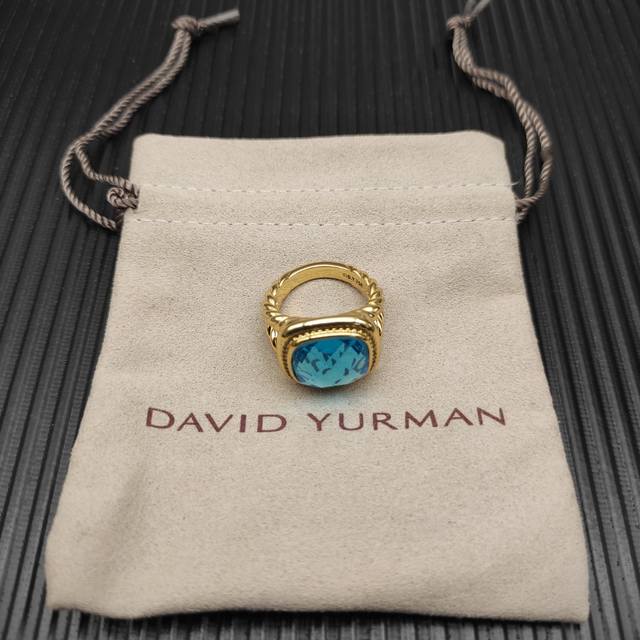 david Yurman 金色14Mm四方钻蓝钻戒指 戒指尺寸：美号，6-7-8-9，四个号 ￥ 编号 Dyjz-193