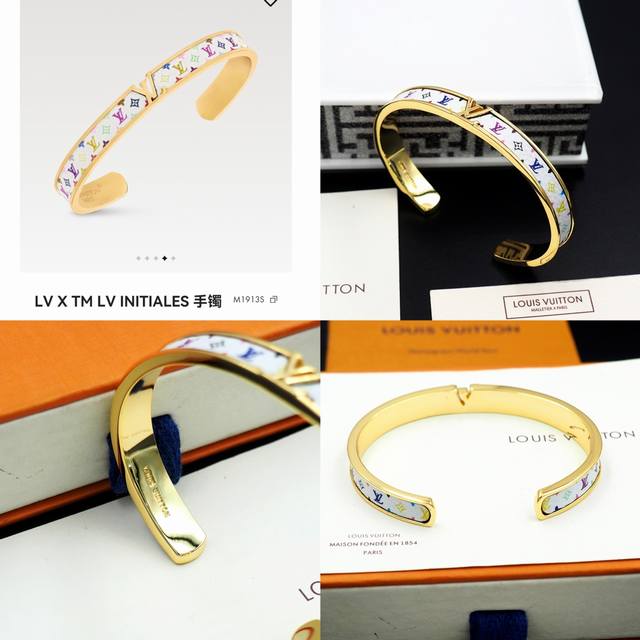 驴家路易威登携手日本艺术家村上隆，以趣味笔触演绎L Lv Initiales 手镯。耀目金属圈环铺陈Monogram图案，展现村上隆对品牌经典元素的明丽解读，L