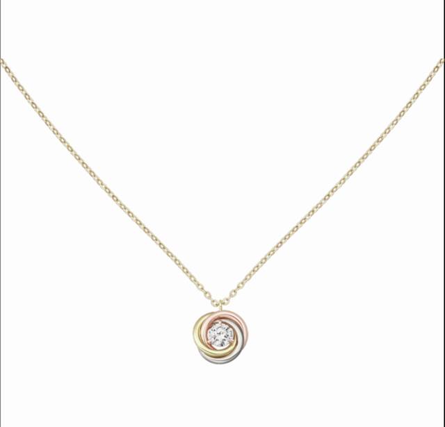 卡家三环三色项链 亚金材质 精工版本 链尾带卡地亚尾牌。精致小巧百搭爆款三环单钻项链