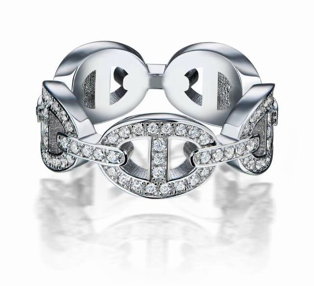 H猪鼻子戒指满钻戒指，非常耐看的一款戒指，镶钻版本多一份精致，整圈钻，Size 6789 戒指