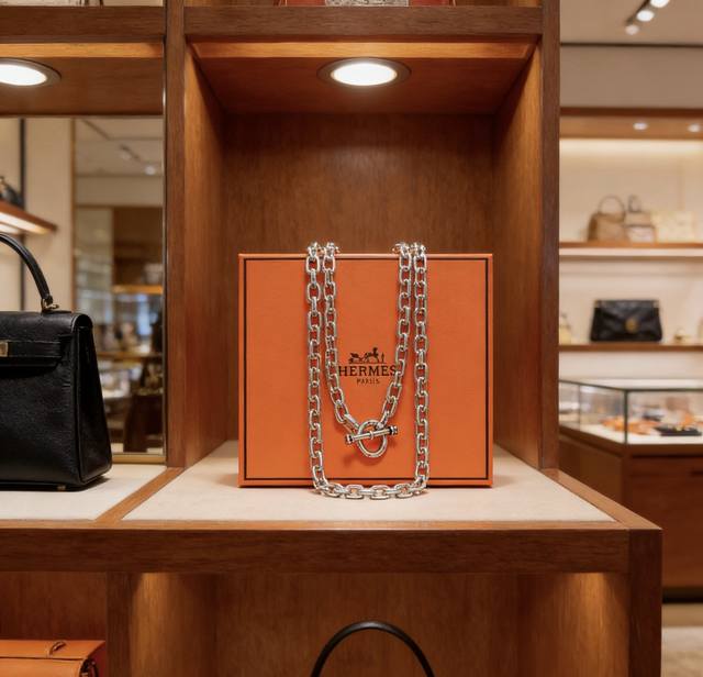 Hermes 爱马仕项链 To项链系列首饰 进口定制.高端链条经典搭配 新品 简单时尚专柜一致 火爆款出货 设计独特 前卫 男女必备款！
