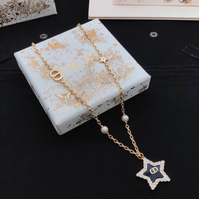 编号Dxl0282 Dio*最新款蓝色星星项链 一致Zp黄铜材质