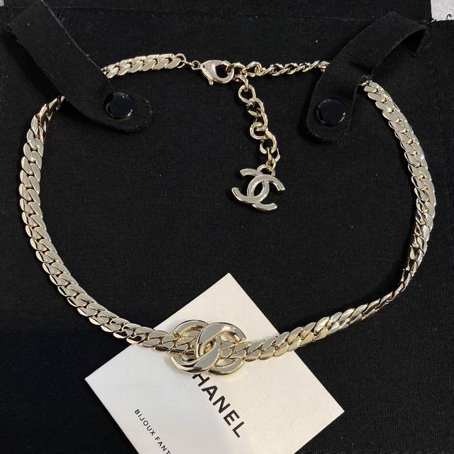 Xx0802 香Ch Nel蛇骨链25S颈链 25夏季金属链条式蛇骨Chocker项链
