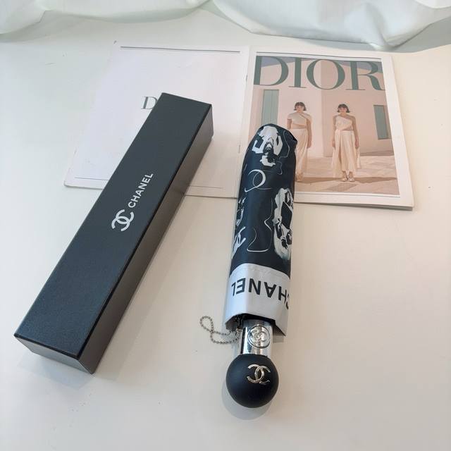 Chanel 香奈儿 三折自动折叠晴雨伞 选用台湾进口Uv防紫外线伞布 原单代工级品质