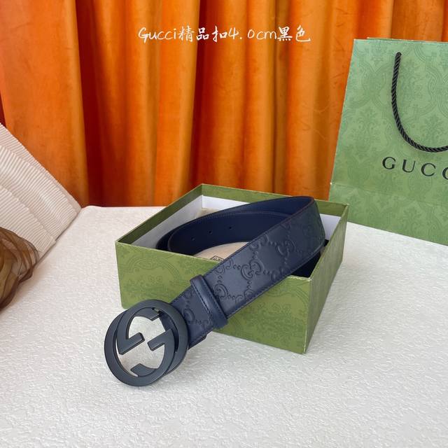 Gucci 经典压花皮 搭配原版皮底 精品铜扣 宽4.0Cm 经典永不过时款 潮流大方 时尚百搭 原单扣150