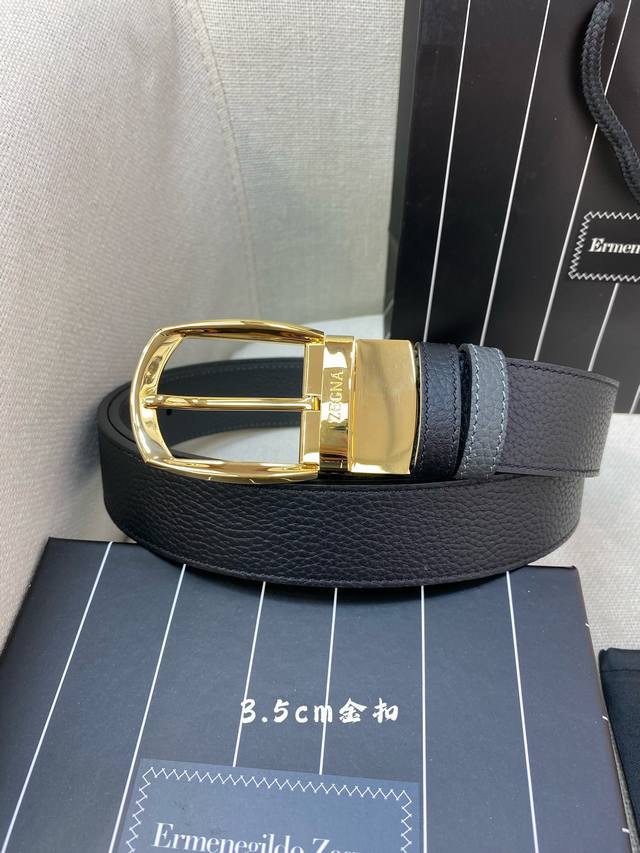 杰～尼亚男士腰带- 宽度35Mm 316精品扣 精工打造 进口小牛皮 独特设计工艺 手感柔软 可以裁剪