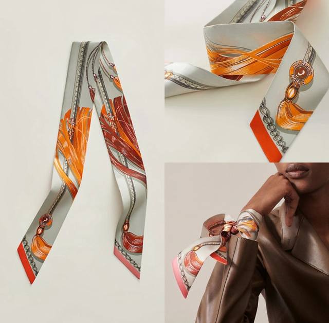 Hermes骏马列队 双层真丝飘带 尖端专柜最最新款来袭女神必入 法国进口真丝面料非常特别的触感 超多用途：领巾、发带、包包配饰、腰带.....等等等等，超好驾