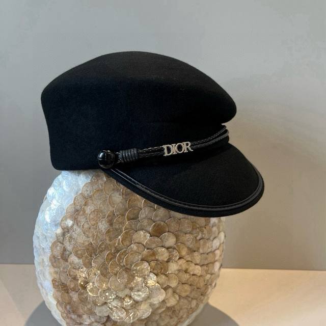 Dior迪奥秋冬新款羊毛鸭舌军帽，百分百羊毛面料，头围57Cm