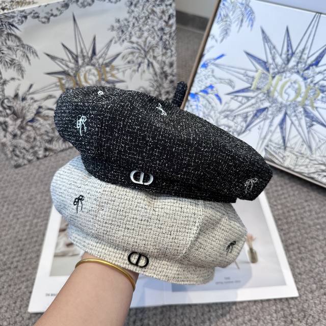 Dior迪奥 贝雷帽子女春秋网红日系复古百搭画家帽品脸小凹造型八角帽