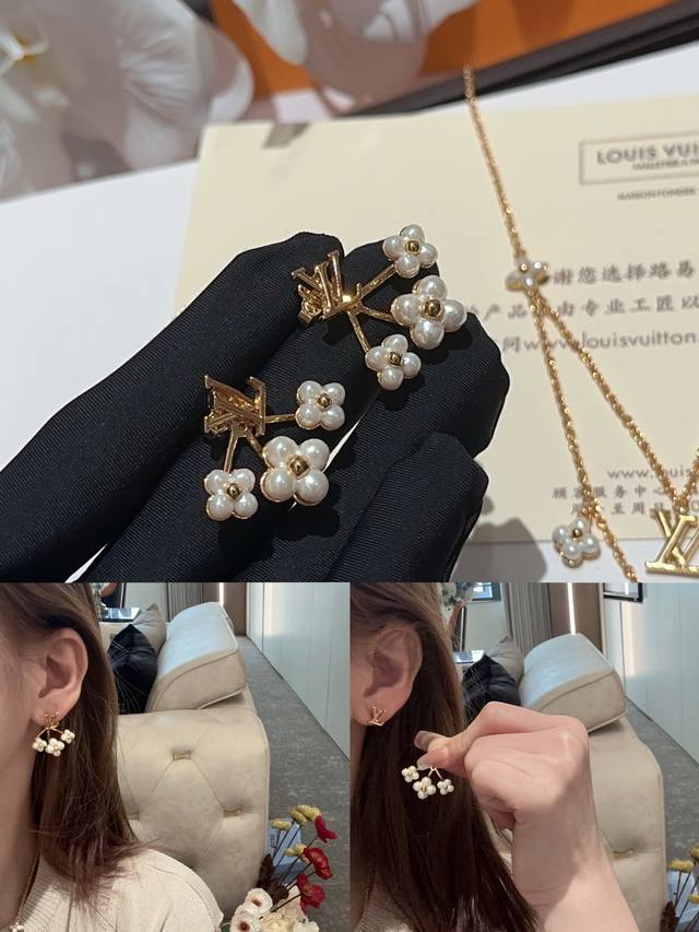 编号Led0097耳钉 编号Lxl0034项链 Lv23春夏单品 小白花贝壳系列 精致秀气百搭时髦单品 春天气息扑面而来