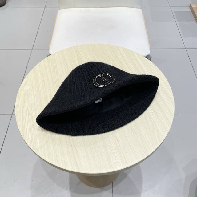 Dior迪奥日系复古纯色水桶帽子女百搭毛绒针织渔夫帽冬季保暖显脸小盆帽女