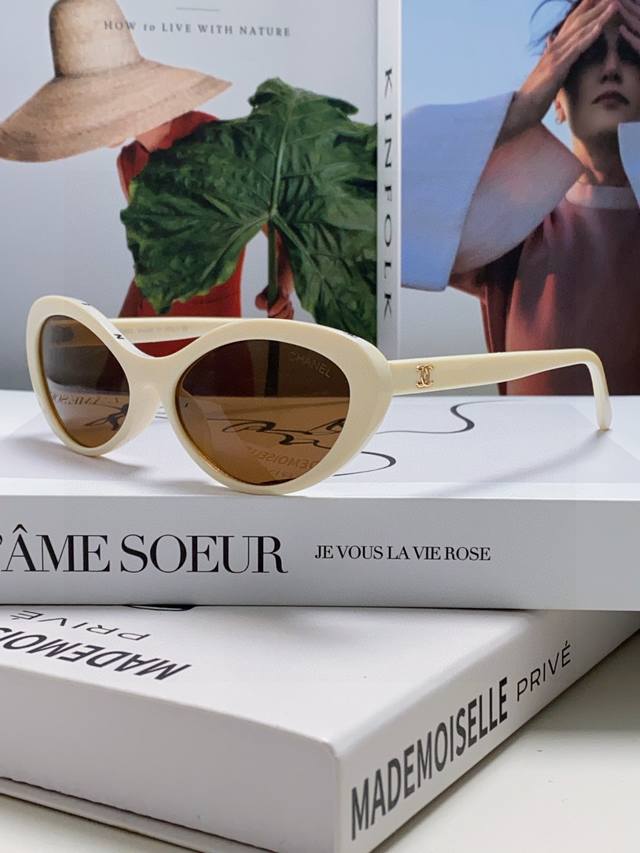 Chanel香奈儿 复古猫眼小香墨镜女高级感字母边框椭圆形太阳镜 经典轮回 王一博同款