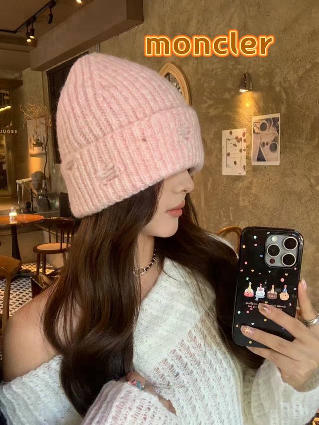 Moncler蒙口 年新款美式针织时尚潮流嘻哈冷帽粗线大头围毛线帽女