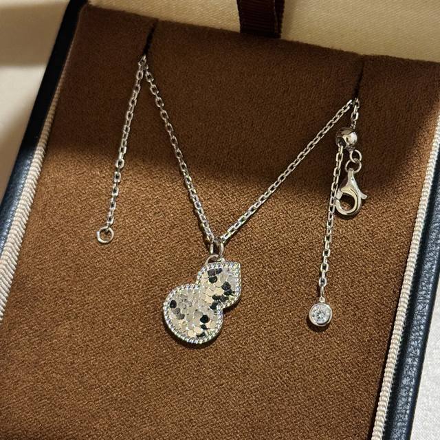 A5891 古法工艺 新中式碎碎冰 葫芦 项链 高级感拉满 可调节 通体S925纯银材质 Cnc工艺 电镀厚金 铂金色 纯银项链