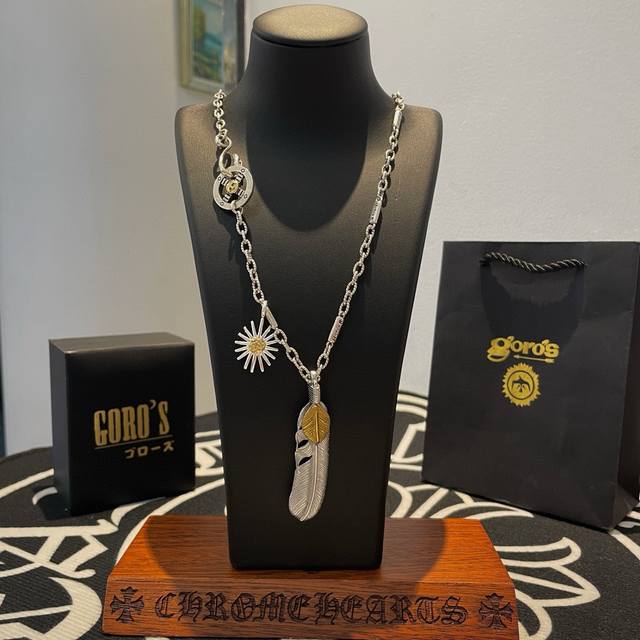 新品上架 Goro’S高桥吾郎海胆上金羽毛吊坠，高桥经典项链，顶级版本，认准独家拍摄，主攻高端市场 ，快手 Ins 小红书热门款，绝对区别普通版本！图片产品细节