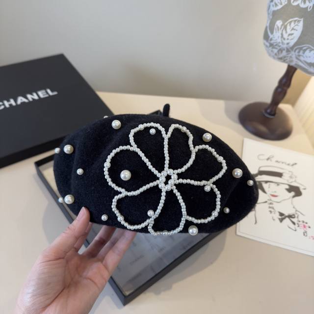 Chanel香奈儿新款羊毛贝雷帽，百分百羊毛面料，头围57Cm