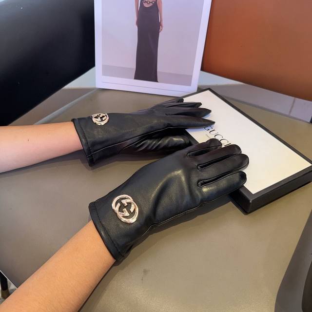 古奇羊皮手套，时尚手套，秋冬保暖加绒内里，经典简洁上手超舒适柔软、百搭