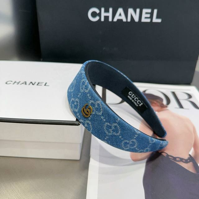 配包装 Gucci 古奇 Gg新款牛仔布发箍，时尚潮流，小姐姐必备单品