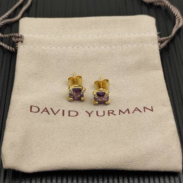 david Yurman 金色主石紫钻8Mm四爪耳钉。￥ 编号Dyeh-164