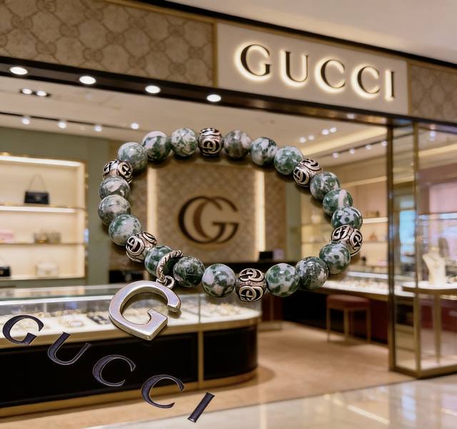 古驰手链男女同款 最新款天然药王石手链档次更高明星同款Anger Forest系列双G手链 尺寸:16-24厘米 细节对版做旧处理 非市面亮面版型 非市面普通做