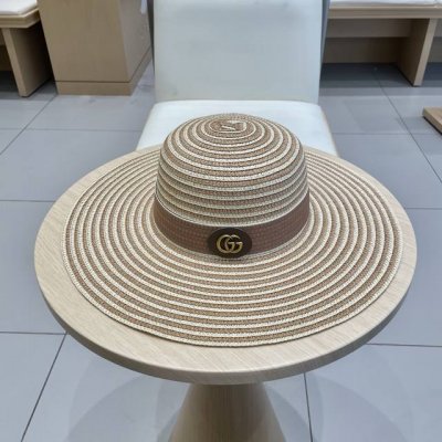 Gucci古奇新款草帽，大帽檐遮阳草帽，防紫外线帽檐，头围57Cm
