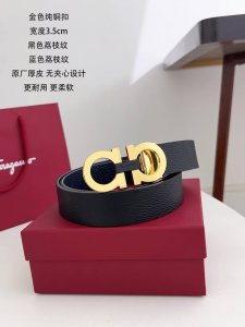 菲拉格慕 代购货品 宽度3.5Cm 双色荔枝纹头层牛皮， 黑色+咖啡，蓝色。 韧性更强，耐拉抗造。 扣头：纯铜扣 多种颜色可选择 顶级 原单扣150