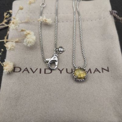 david Yurman 8Mm主石四爪黄宝石项链。链条粗1.5Mm，长度45+5Cm延迟链 编号Dyxl-053
