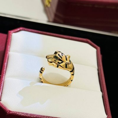 a4533卡家 全新 高端霸气 斑马纹 豹子 黄金戒指 采用 高端 S925通体纯银材质电镀咪金 手工微镶工艺！定制原版 高级电镀抛光高档大气大气上档次 豹子头