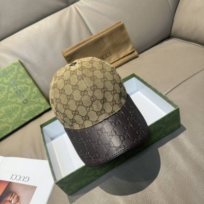 配盒子布袋 Gucci 古奇 经典原单棒球帽 小双G牛皮拼接 1:1开模订制 质量超赞 帽檐头层牛皮压花 质量极好 基础头围56 贴片可调节 五色现货 热卖款