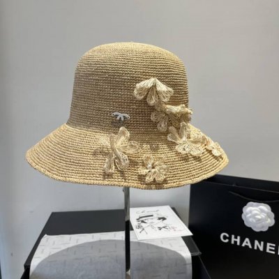 chanel香奈儿新款拉菲草帽，纯手工钩织，灯笼草帽，超级重工 头围57Cm