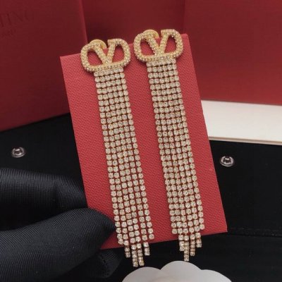编号Ved0044金色 华伦天奴流苏耳钉镶钻