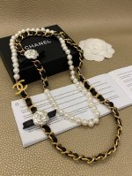 小香 Chanel 秋冬新品 最火山茶花毛衣链 可双层可单层 珍珠项链 原版材质 黄铜搭配小羊皮