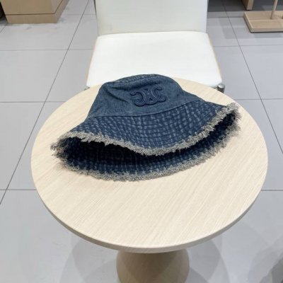 Celine塞琳新款复古凯旋门牛仔做旧毛边渔夫帽棒球帽遮阳帽男女同款鸭舌帽