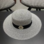 蒙口Moncler新款夏季镂空平顶帽子女遮阳防晒编织草帽 英伦复古礼帽