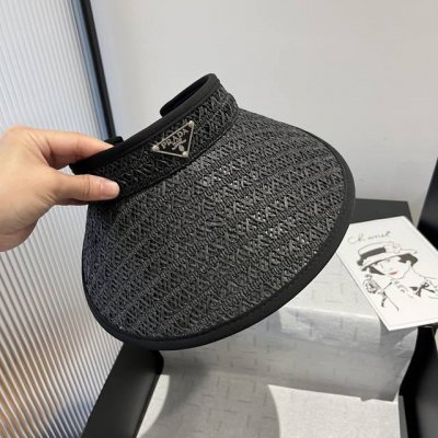 prada普拉达新款空顶发箍遮阳帽，可调节，头围57Cm