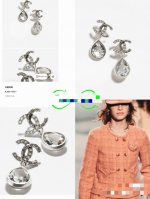 Chanel复古水滴耳环 银黑色水滴形Logo耳环 休闲气质百搭 夏日里一抹清凉