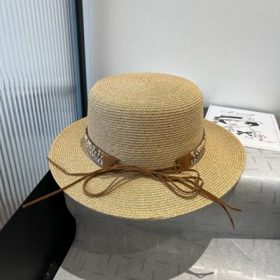 普拉达新款平顶礼帽 名族风草帽 头围57Cm