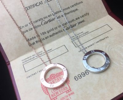 Cartier卡地亚经典Love圆环项链 原版一比一订做，媲美真品高端亚金电镀18K金工艺 玫瑰金 白金两色
