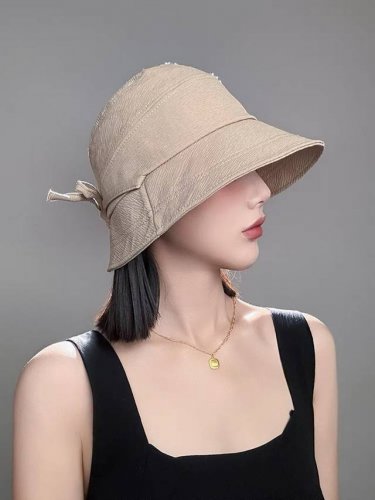 蒙口Moncler渔夫帽子女春夏2025新款高品质蝴 蝶结显脸小防晒遮
