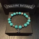 新款 专柜品质 Chrome Hearts克罗心 经典复古多元素绿松石手串手链 凹凸造型不同的花纹设计风格呈现出与众不同 十字架童军花是克罗心的标志 所以更经久